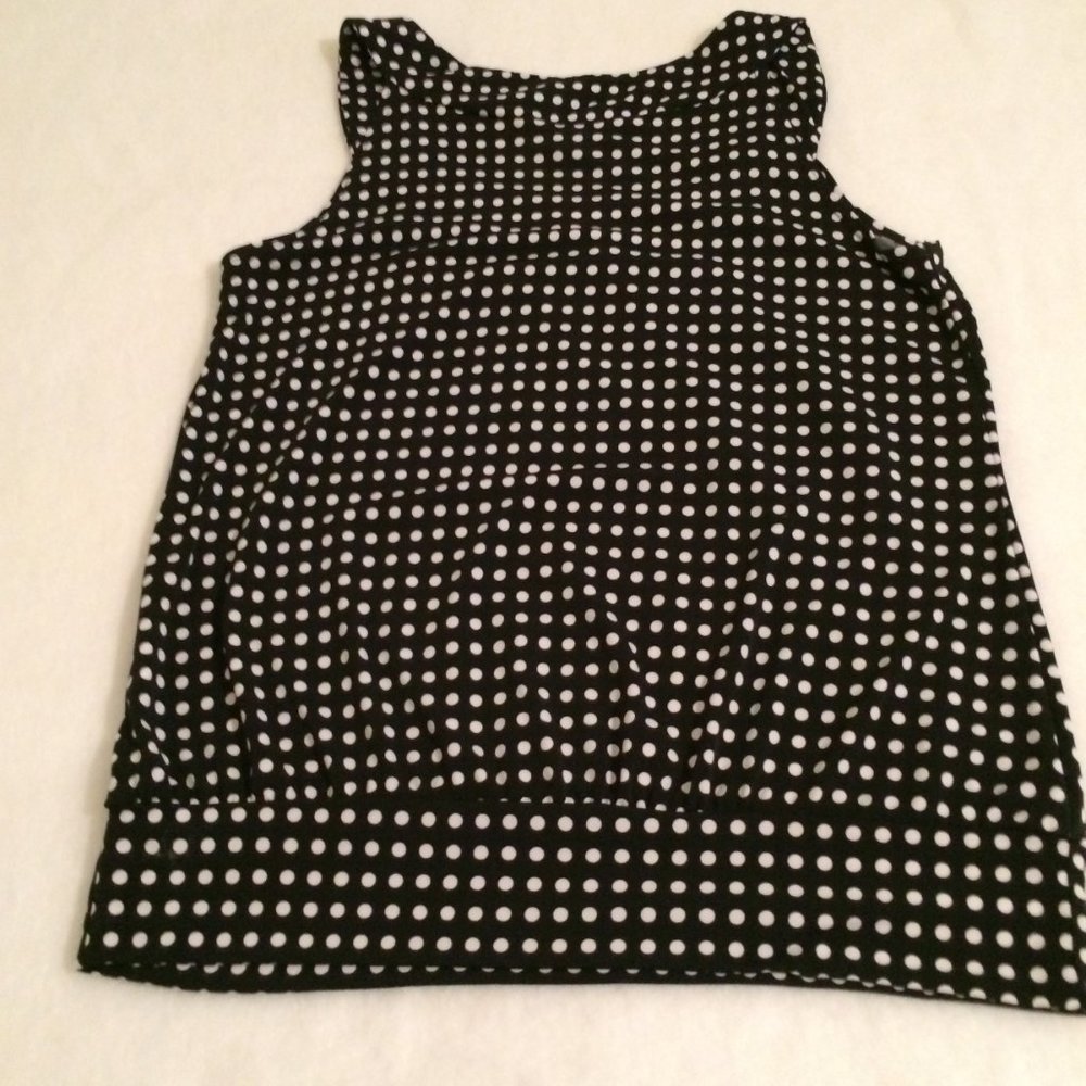 Black White Polka Dot Sleeveless Top Size M By Byer California Bwear Round Neck - Picture 3 of 3